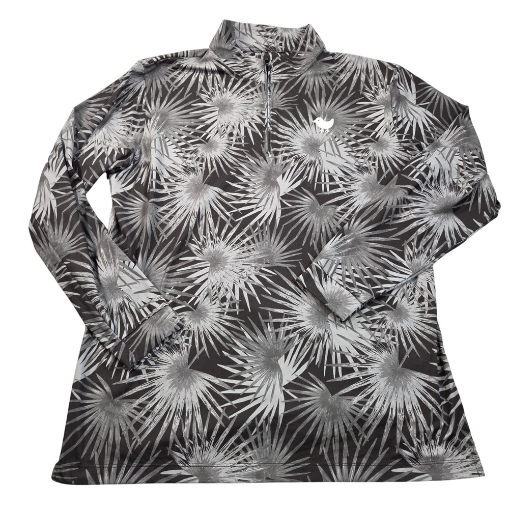 Bad Birdie 1/4 Zip pullover Mens XXL Gray Golf Athletic Casual Palm Leaf